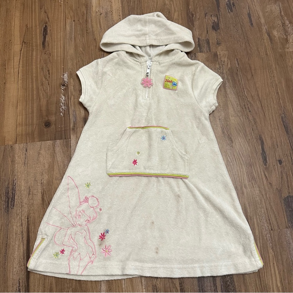 VTG Y2K Disney Store Tinkerbell Swim Cover Dress Hood Terry